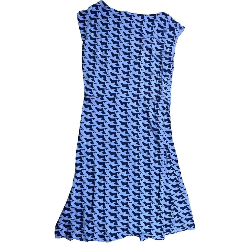 Boden Blue Houndstooth Print Dress Womens US 8 Cap Sleeve Fit Flare - Picture 2 of 3